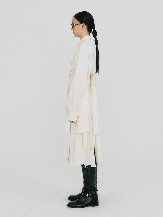 ZLAIRE Pleated Shirts - Ivory