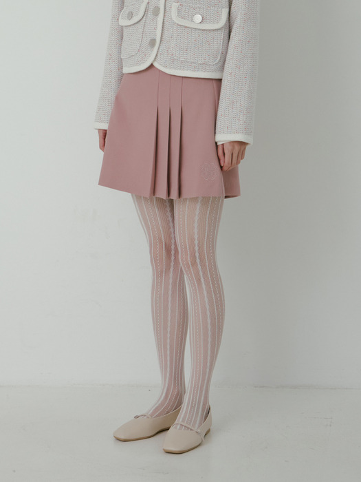 SIDE PLEATS POINT SKIRT_PINK