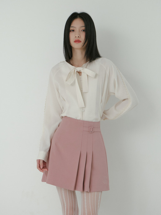 SIDE PLEATS POINT SKIRT_PINK