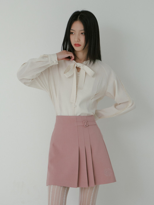 SIDE PLEATS POINT SKIRT_PINK