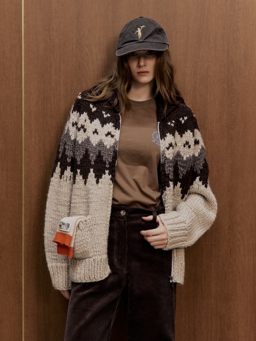 MERIBEL KNIT ZIP-UP JUMPER_BROWN