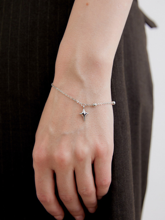 star pendant circle ball bracelet (W009_silver)