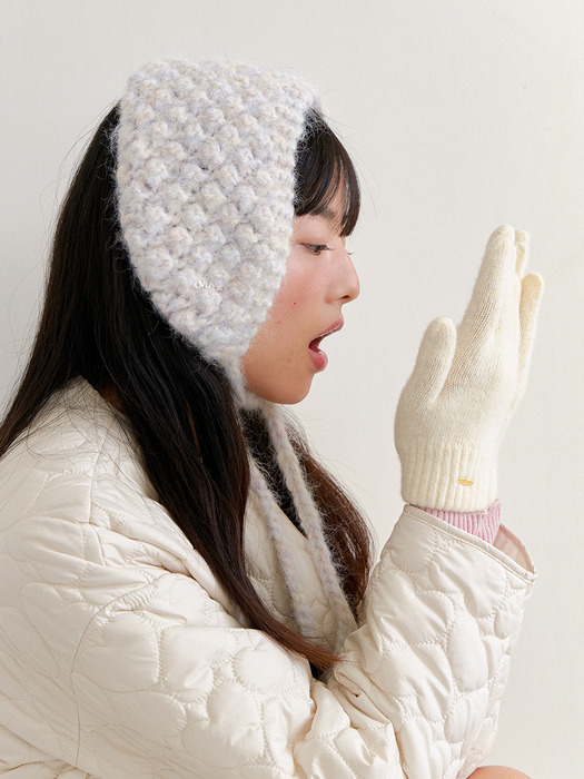 (선물포장) [HAND CROCHET] waffle earmuff gloves set WS003