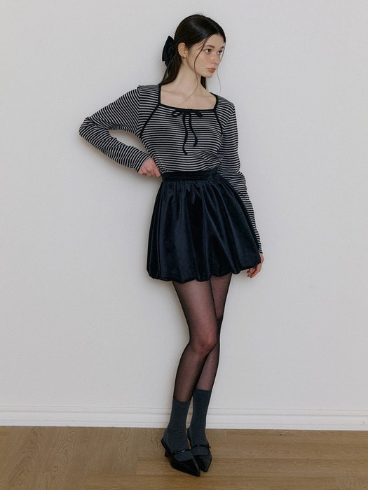 WIR VELVET BALLOON MINI SKIRT BLACK