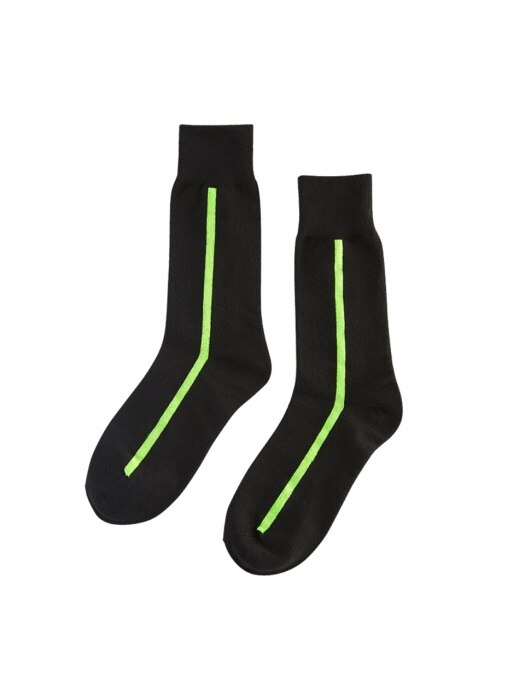 UNISEX Side Line Socks aaa078u(Black / Neon)