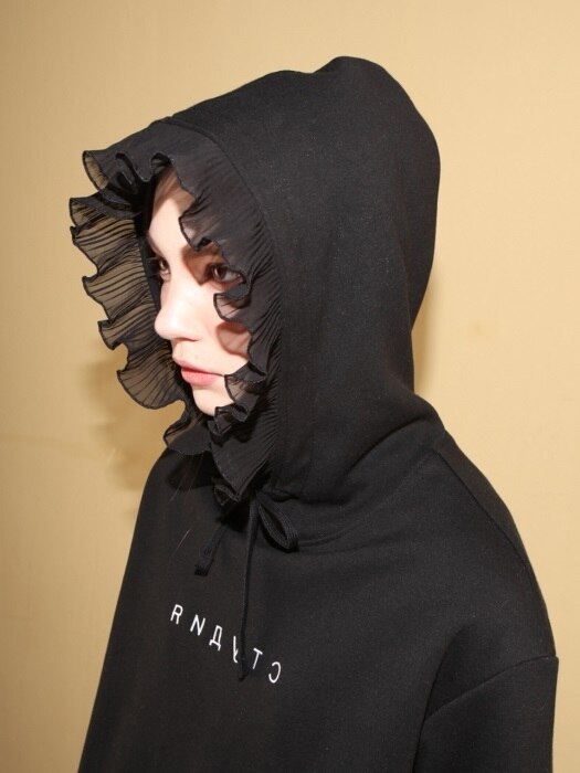 0 4 studio ruffle hoodie - black