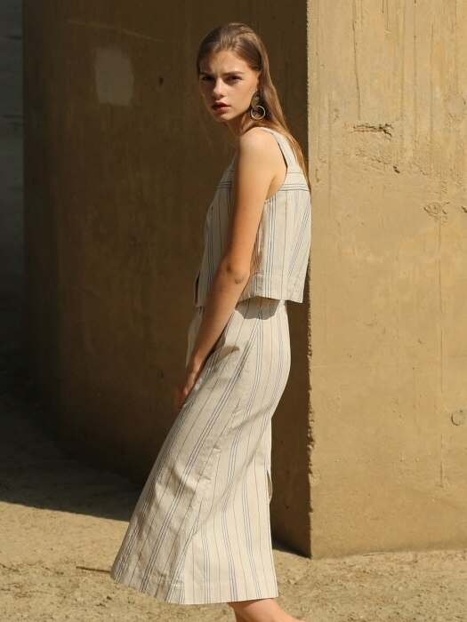 [EXCLUSIVE] STRIPE LINEN SLEEVELESS TOP_2colors