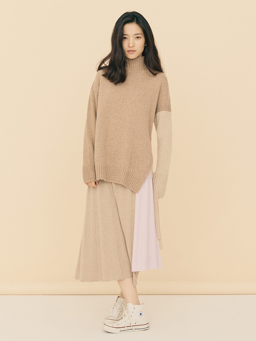 [FRONTROW x RePLAIN] Cashmere Pleated Knit Skirt