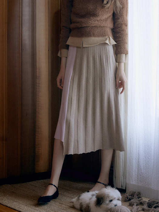 [FRONTROW x RePLAIN] Cashmere Pleated Knit Skirt