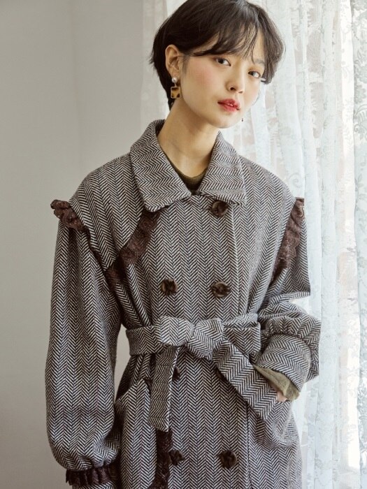 ROCOCO DOUBLE BREASTED COAT _ BROWN