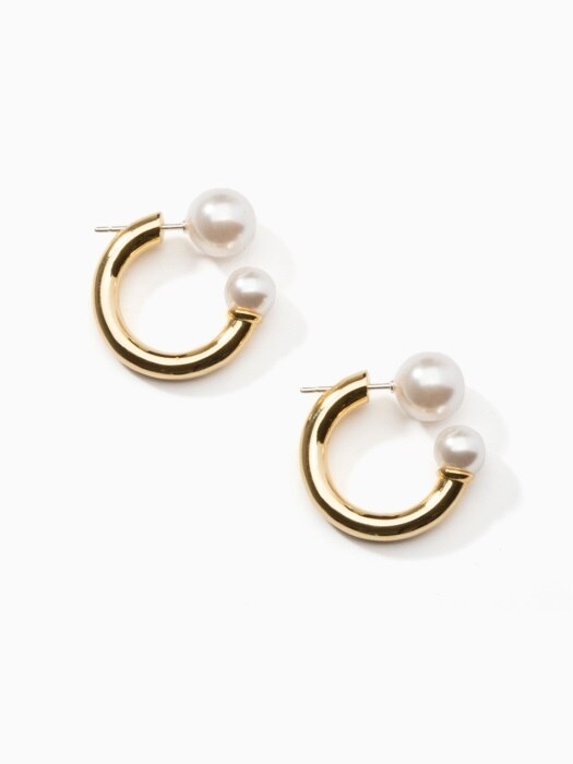 6*8 double pearl hoop earring