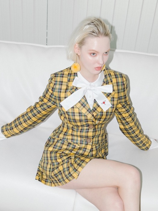0 5 drama queen check jacket - YELLOW