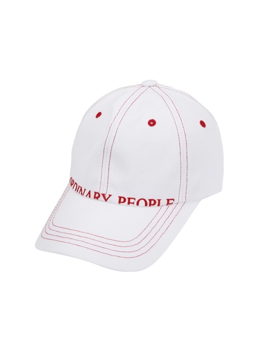 red stitch point white ball cap