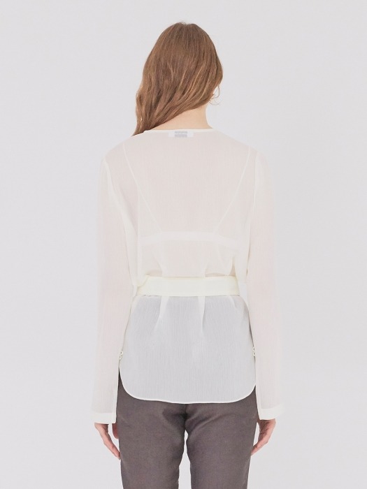 19SS SHEER BLOUSE WITH BELT CREAM