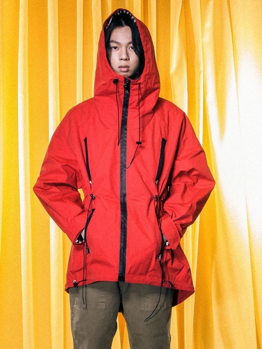 UTO-SS12 ample space hoody rain coat[red(UNISEX)]