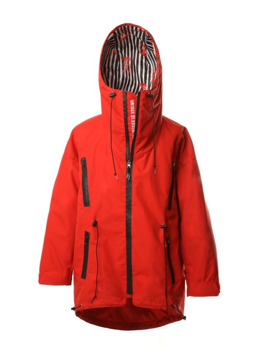 UTO-SS12 ample space hoody rain coat[red(UNISEX)]