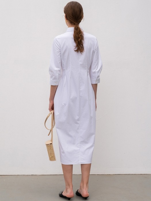 [ESSENTIAL]Silhouette Shirt Dress White