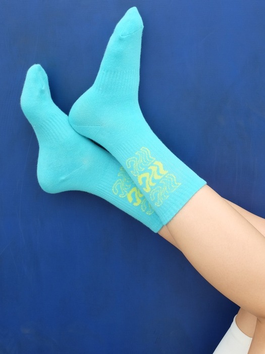  New Women Sport Socks-Blue & Lime