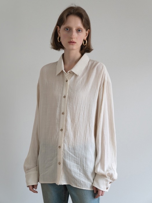 WRINKLED LONG SLEEVE SHIRT (IVORY)