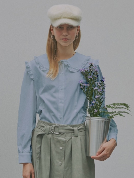 Joie Ruffle-trimmed Blouse_Light Blue