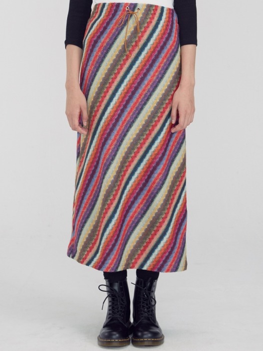 Stripe Knit Bias Skirt [MULTI]