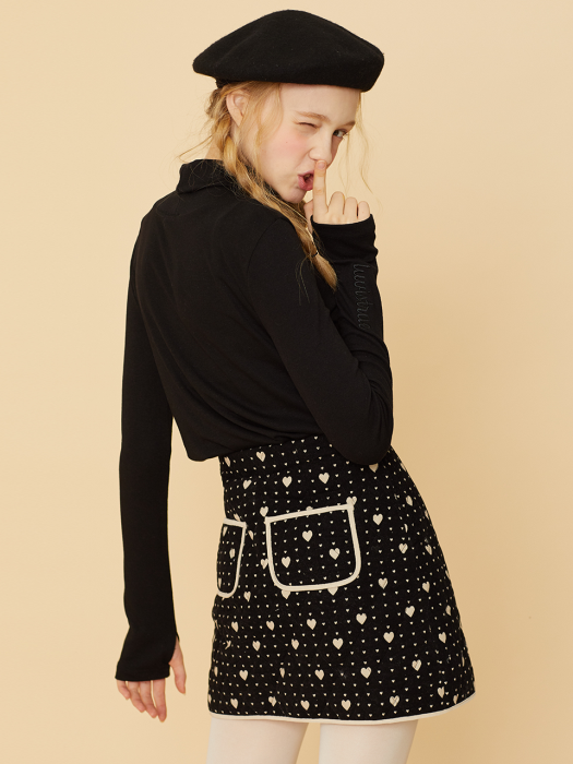 MD HEART QUILTING SKIRT(BLACK)