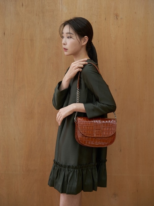 [단독]Saddle bag (Croc brown)