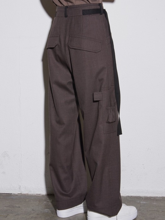 Brown Utility Detail Pants