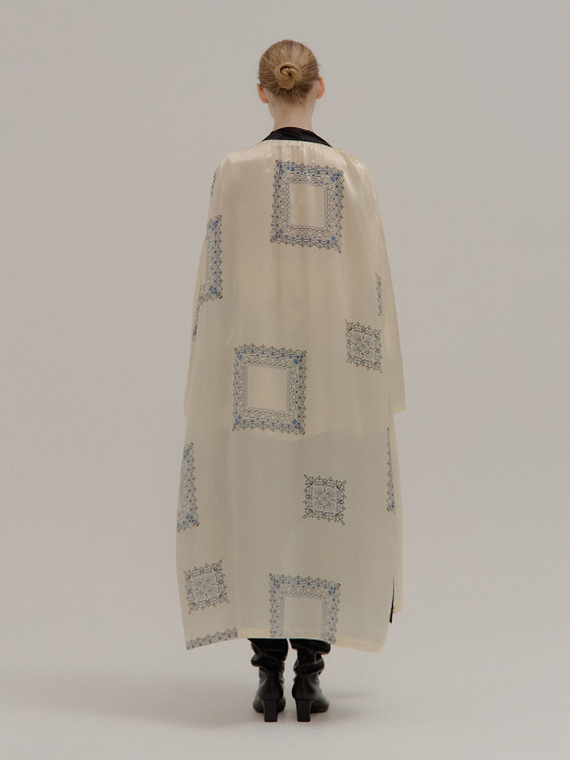 PERFUME Belted Long Robe Dress Ivory