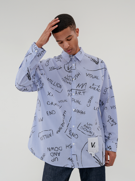 Overfit lettering shirt 2_blue