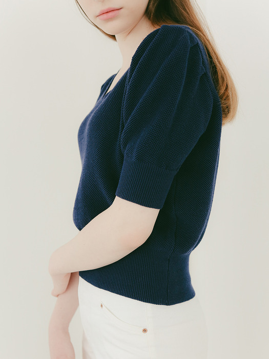 PUFF SLEEVE KNIT (NAVY)