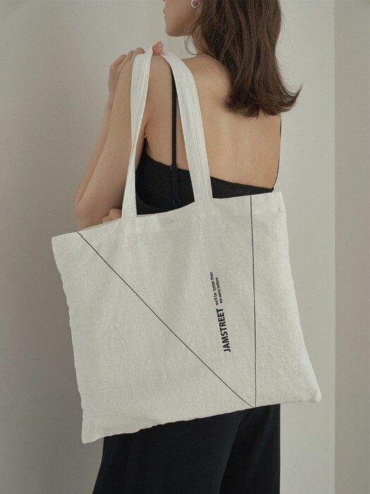 Linen straight line bag_white