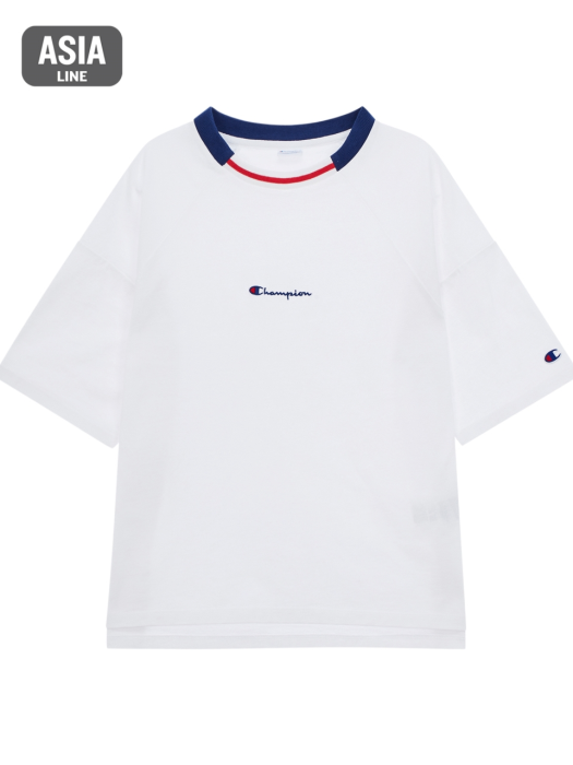 [ASIA] 여성 넥포인트 반팔 티셔츠 (WHITE) CKTS0E274WT