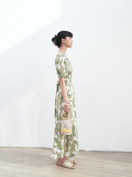 PALM TREE STRAP LONG DRESS_IVORY