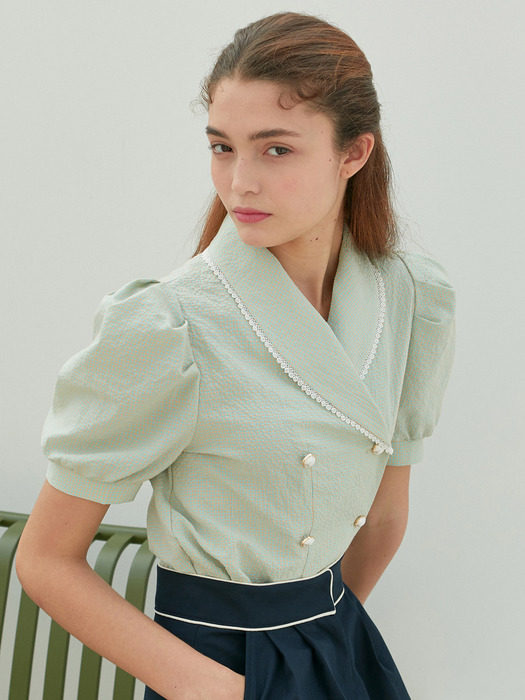 AMR1077 honey laced collar blouse (mint)