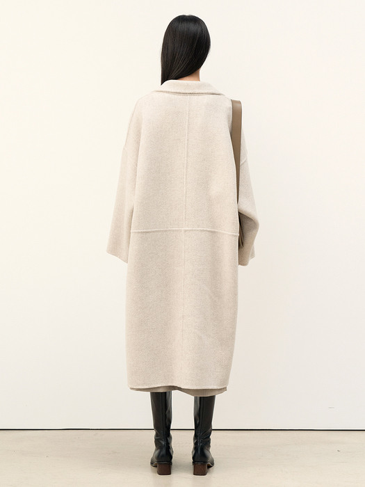 FW20 Wide Robe Coat Ivory-Melange