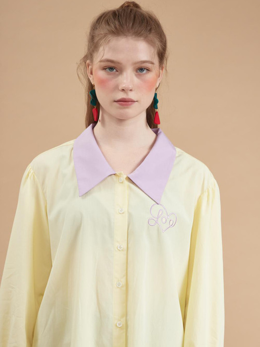 HEART LOGO EMBROIDERY BLOUSE_LEMON