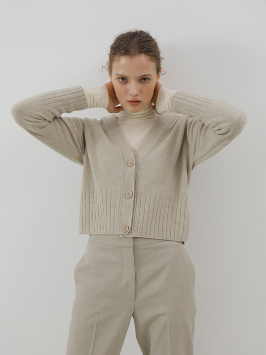 Cashmere wool-blended cardigan_Beige