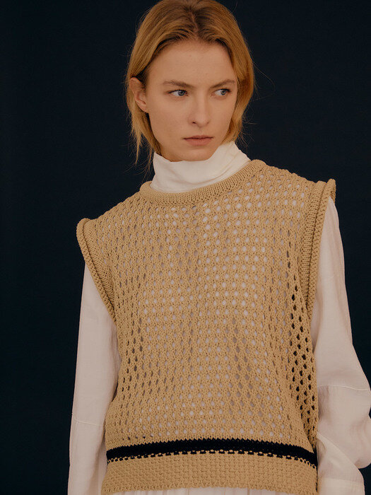 [EXCLUSIVE] Honeycomb knit Vest / Beige
