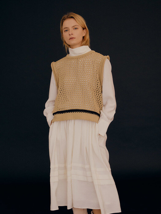 [EXCLUSIVE] Honeycomb knit Vest / Beige