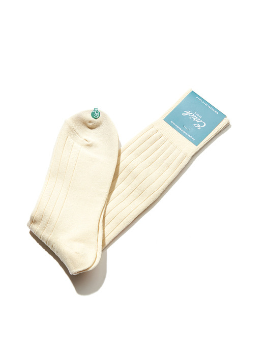 [Over the Calf] Premium Bamboo Socks - Ivory
