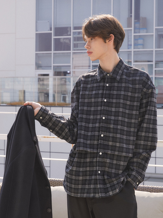 FW20 DAILY FIT FLAP SHIRT(LONG)_CHECK(BLACK)