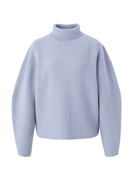 Cashmere blended highneck pullover - Sky blue