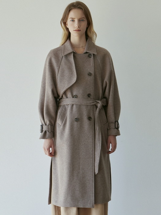 WOOL MIDDLE TRENCH COAT_LIGHT BROWN