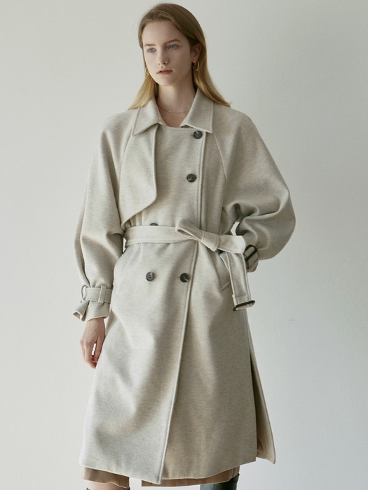 WOOL MIDDLE TRENCH COAT_LIGHT BROWN