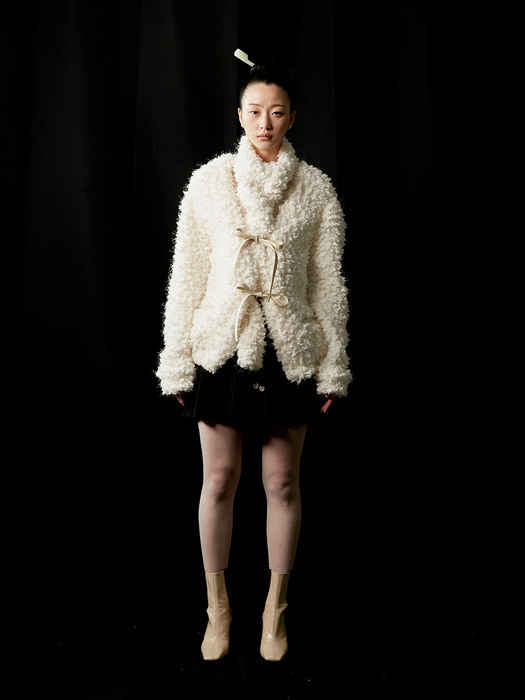 HAIRY RIBBON CARDIGAN [IVORY]