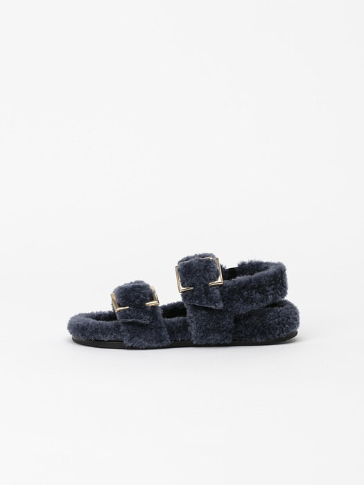 Freyan Footbed Sandals in Blue Fur