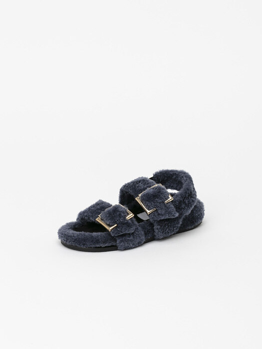 Freyan Footbed Sandals in Blue Fur