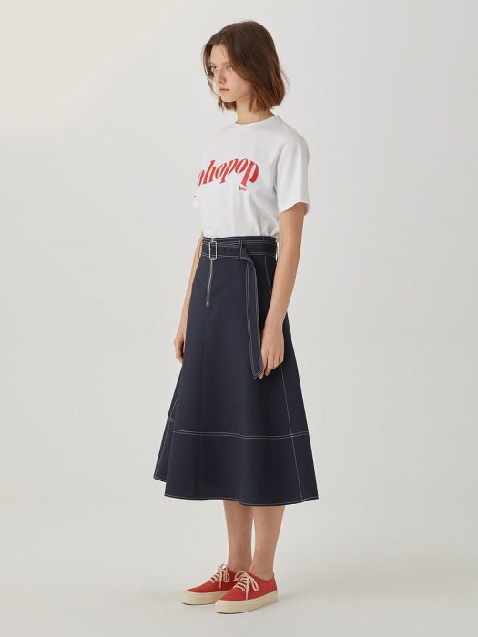 Belted High-rise Midi Skirt [DARK NAVY] JYSK1B902N3