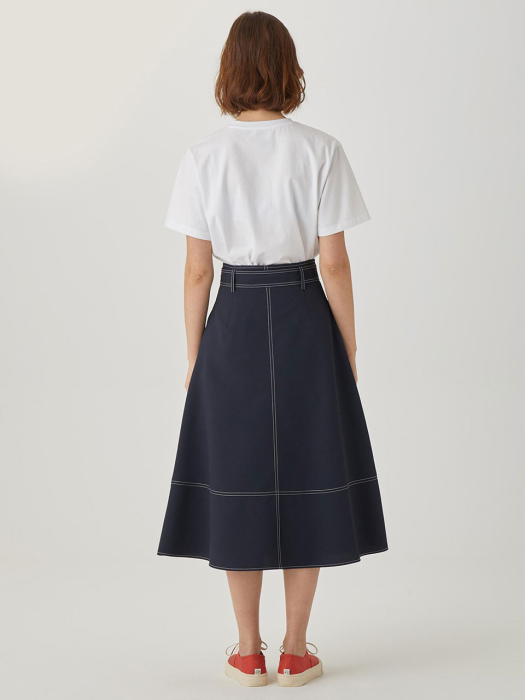 Belted High-rise Midi Skirt [DARK NAVY] JYSK1B902N3